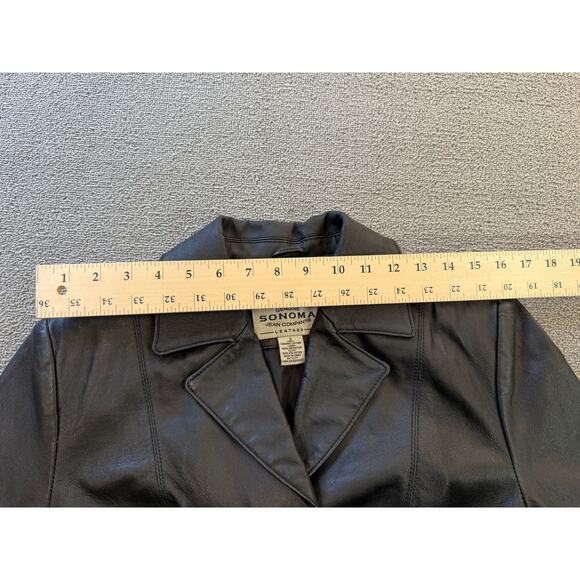 Sonoma Jean Company Small Women's Black Leather Jacket Zipper Closure - Picture 8 of 16